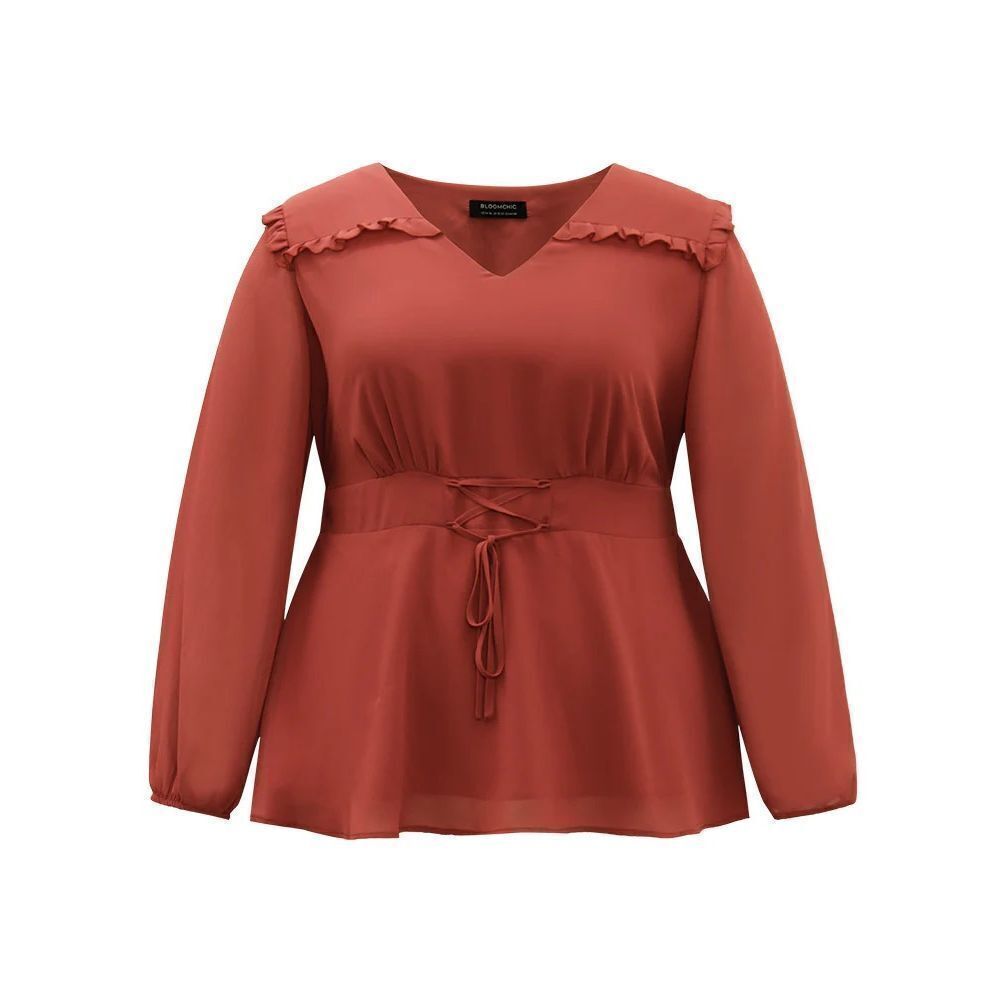 BloomChic Women’s Plus Size Rust Boho Blouse Long Sleeve Size 18/20 NWT - Picture 15 of 16